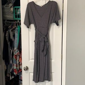 Black/white stripe midi dress